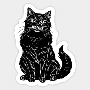 Black Cat Vintage Illustration Victorian Drawing Sticker